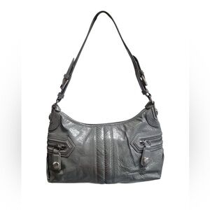 The Sak Y2K Patent Leather Grey shoulder bag 8”x15”x4”